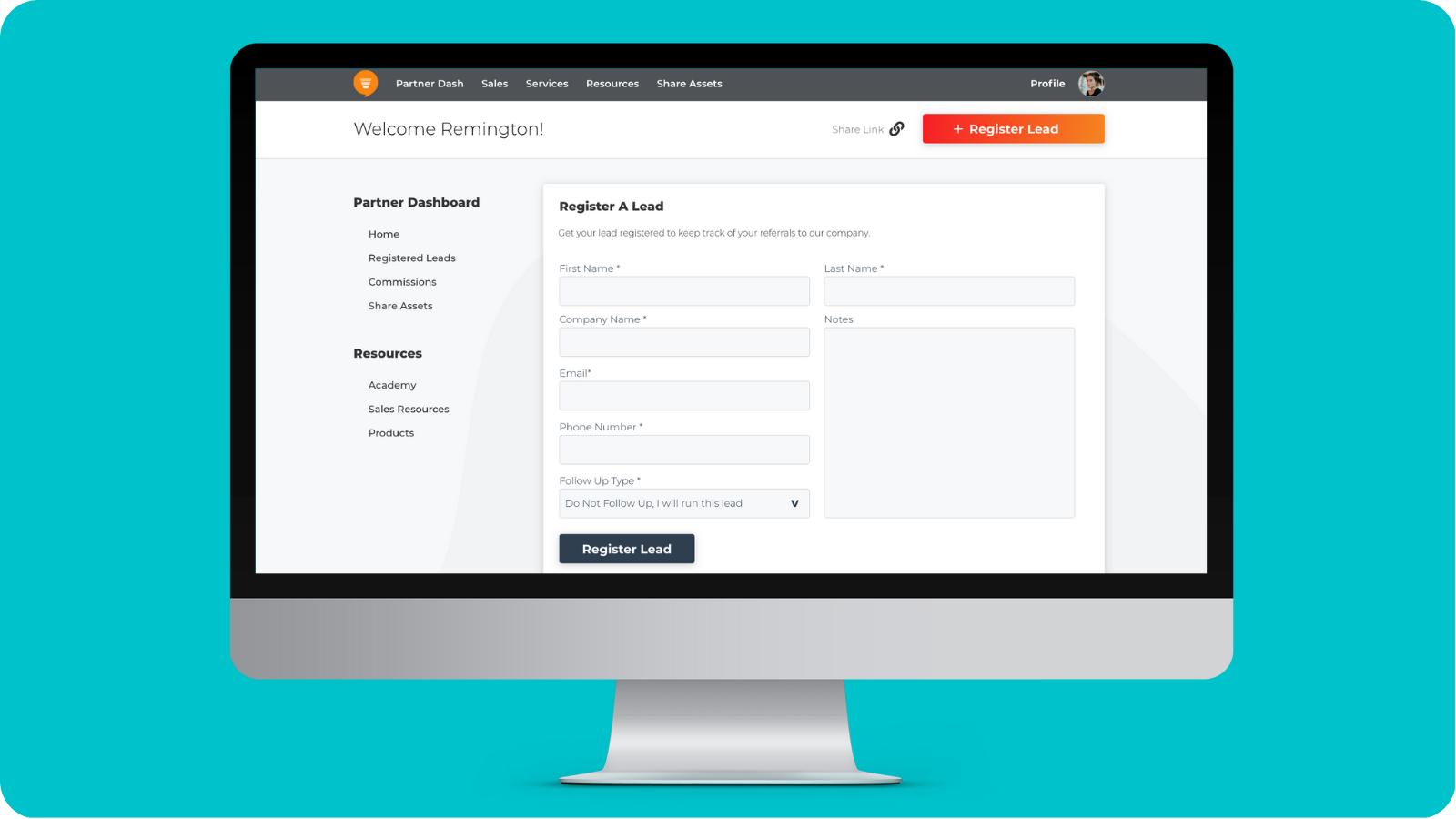 Partner Lead Registration & CRM Updates from Their Own Web Portal